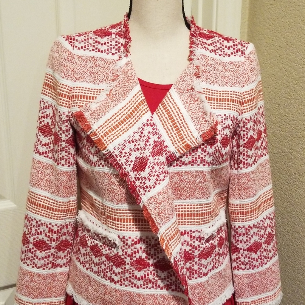Loft red/off white jacket, size 6P NWOT